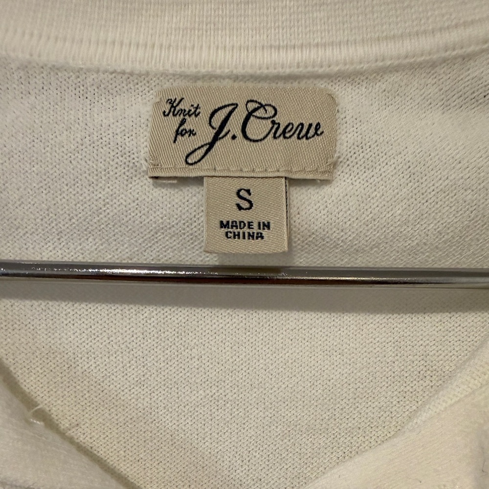J Crew Heritage White Cotton Tipped Sweater-Polo - Picture 2 of 6